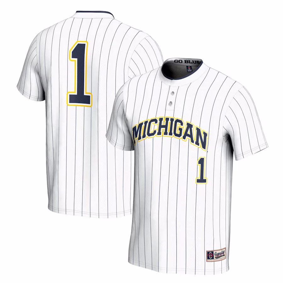 #1 Michigan Wolverines GameDay Greats Youth Lightweight Softball Jersey - White - Jersey