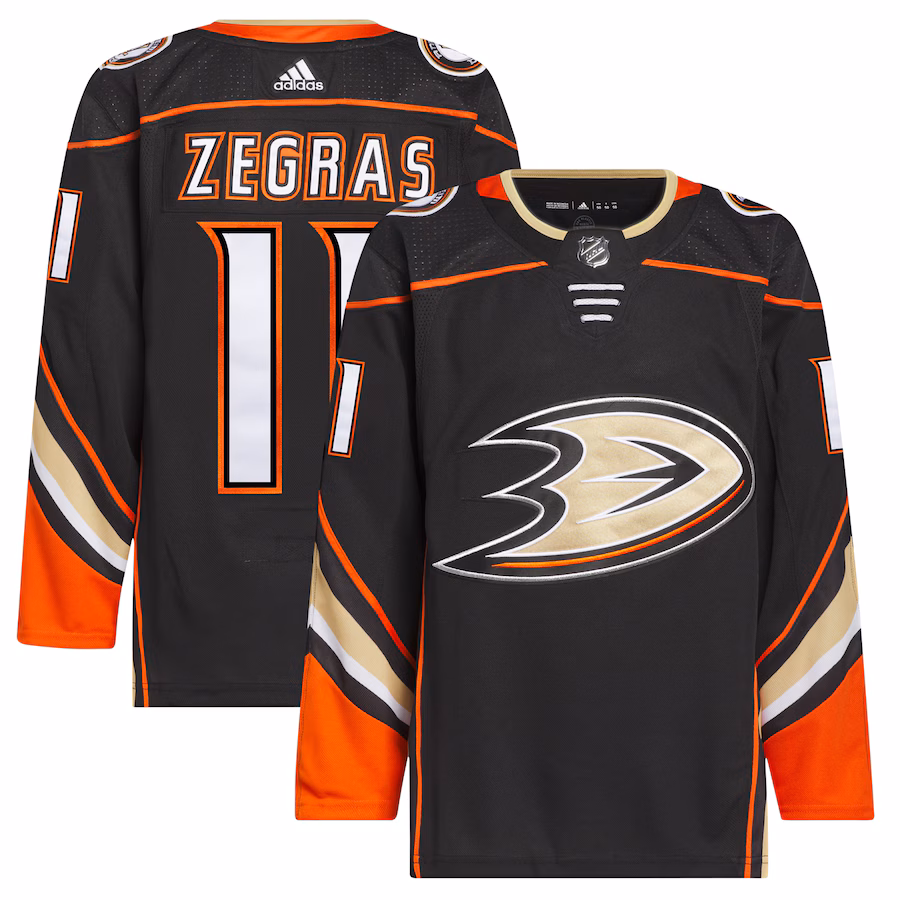 Men's Anaheim Ducks Trevor Zegras adidas Black Home Primegreen Authentic Player Jersey - Jersey
