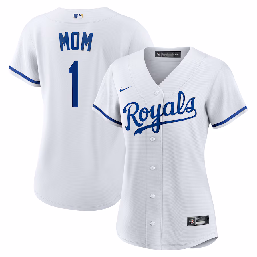 Women's Kansas City Royals Nike White #1 Mom Home Replica Jersey - Jersey