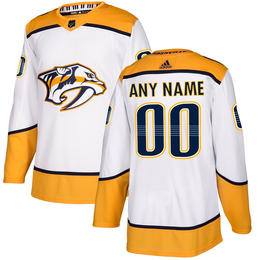 Men's Nashville Predators adidas White Away Authentic Custom Jersey - Jersey