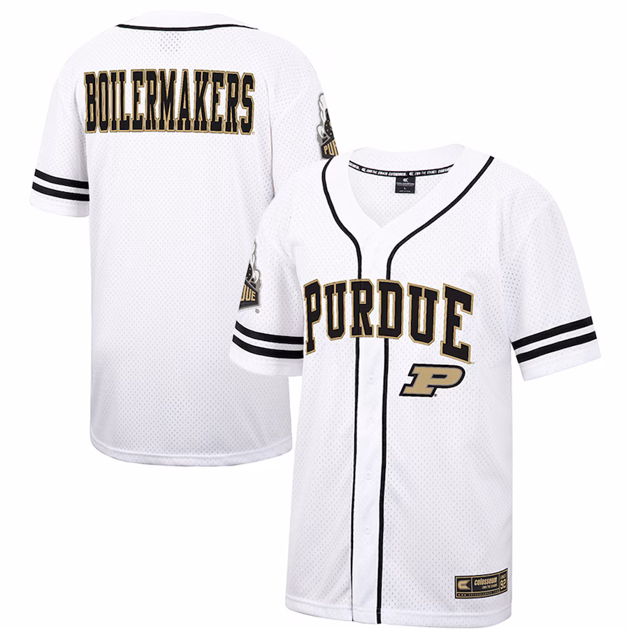 Men's Colosseum White Purdue Boilermakers Free Spirited Mesh Button-Up Baseball Jersey - Jersey