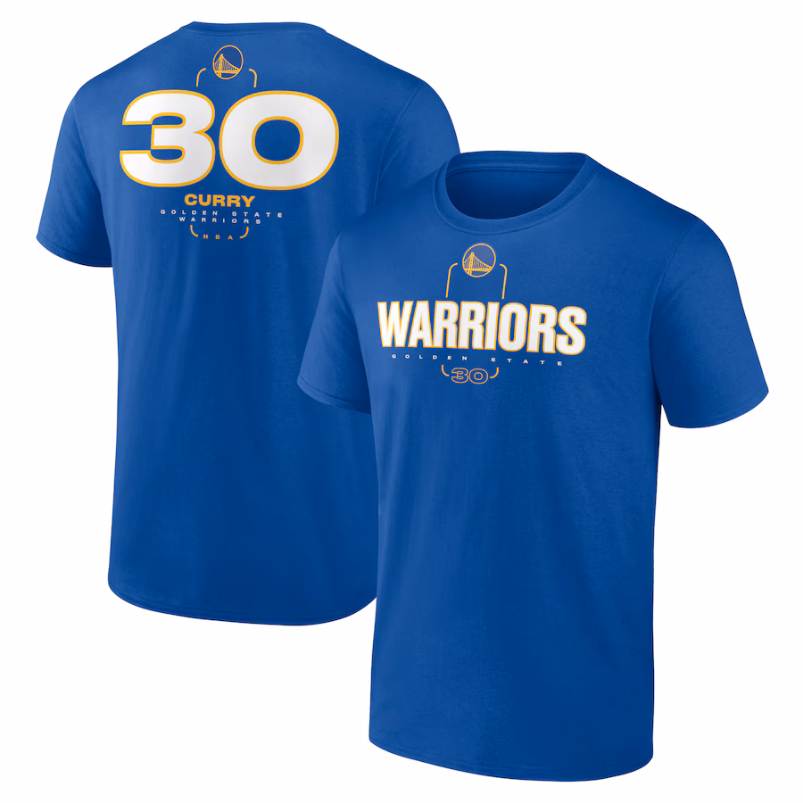 Men's Golden State Warriors Stephen Curry Royal Behind The Back Name & Number T-Shirt - Jersey