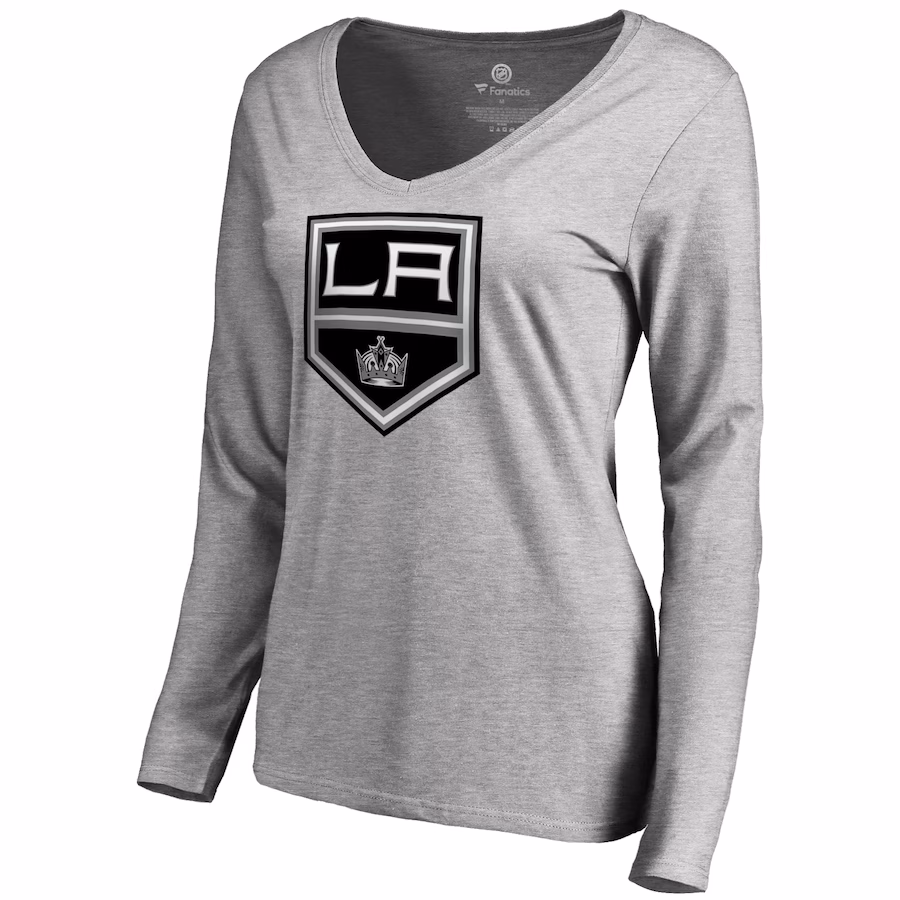 Women's Los Angeles Kings Heather Gray Team Alternate Long Sleeve V-Neck T-Shirt - Jersey