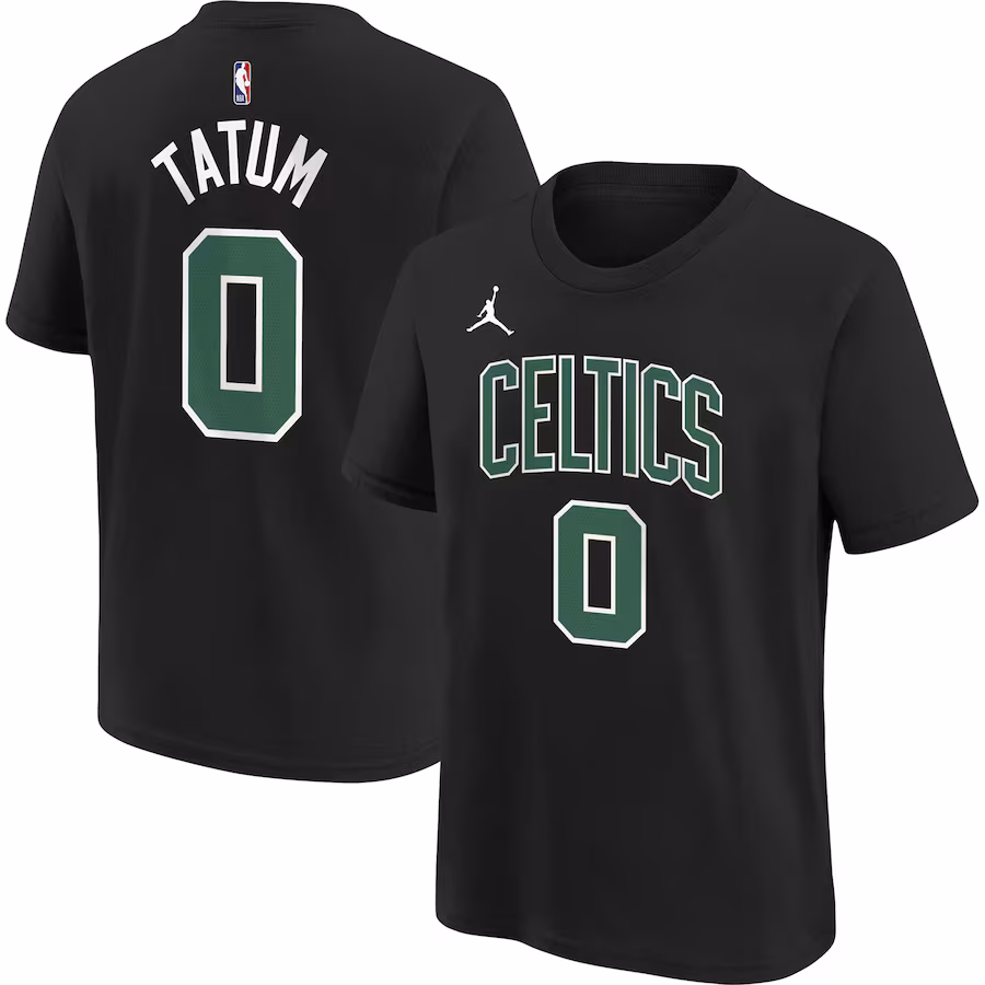 Youth Boston Celtics Jayson Tatum Jordan Brand Black Statement Edition Name & Number Player T-Shirt - Jersey