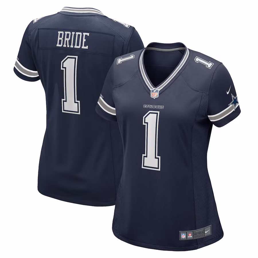 Women's Dallas Cowboys Number 1 Bride Nike Navy Game Jersey - Jersey