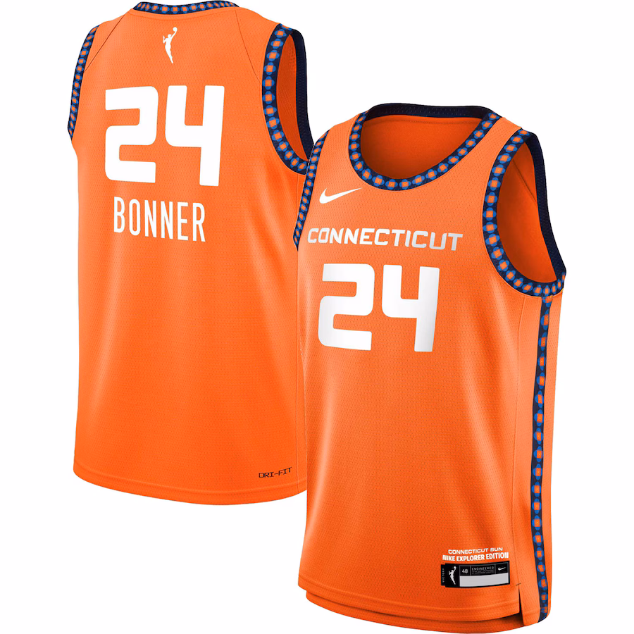Youth Connecticut Sun DeWanna Bonner Nike Orange 2021 Explorer Edition Victory Player Jersey - Jersey