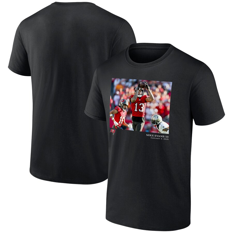 Men's Tampa Bay Buccaneers Mike Evans Black  NFL Flash Features Week 18 T-Shirt - Jersey