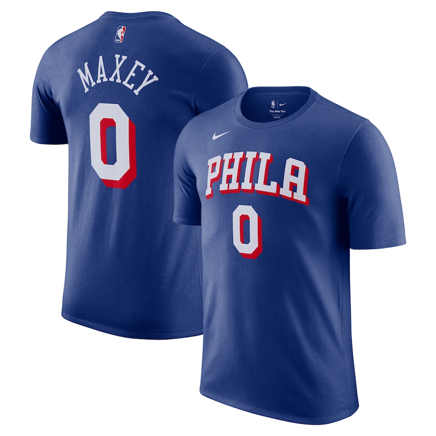 Men's Philadelphia 76ers Tyrese Maxey Nike Royal Icon Edition Name & Number T-Shirt - Jersey
