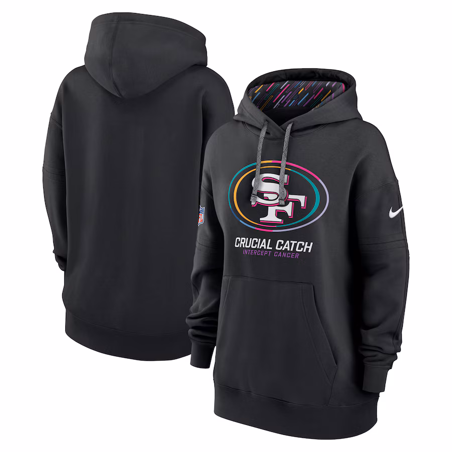 Women's San Francisco 49ers  Nike Black 2024 NFL Crucial Catch Club Pullover Hoodie - Jersey