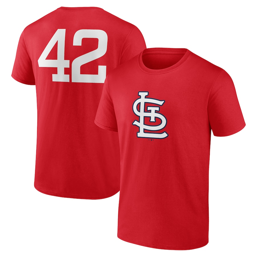 Men's St. Louis Cardinals Red Jackie Robinson Day Name & Number T-Shirt - Jersey