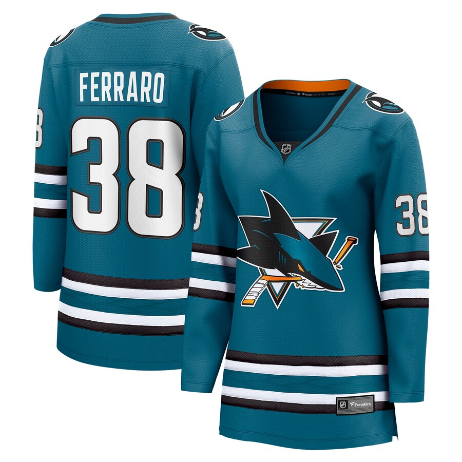 Women's San Jose Sharks Mario Ferraro Fanatics Branded Teal Home Breakaway Player Jersey - Jersey