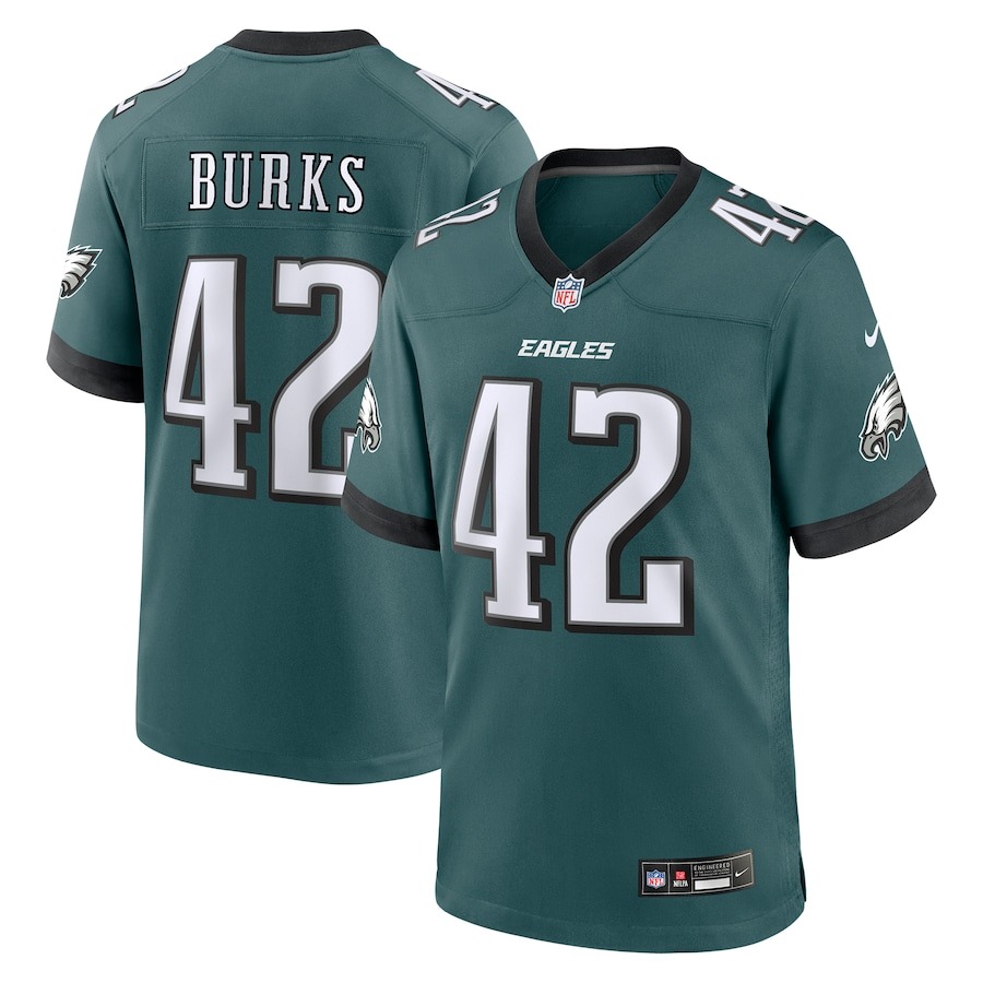 Men's Philadelphia Eagles Oren Burks Nike Midnight Green  Game Jersey - Jersey