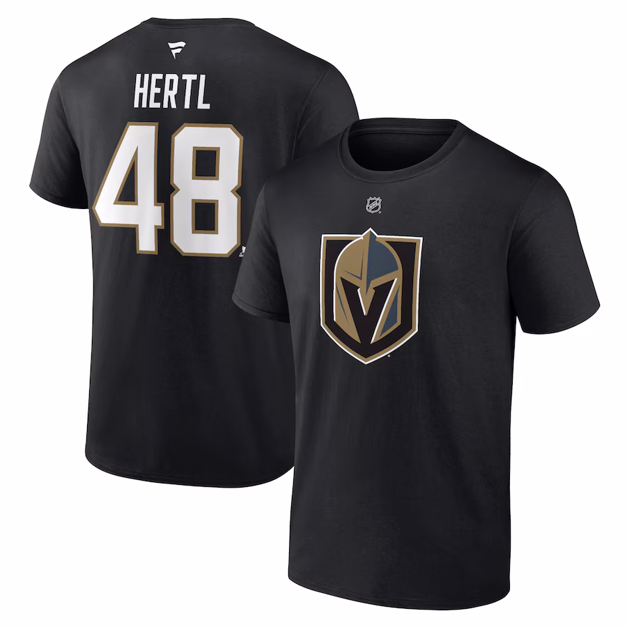 Men's Vegas Golden Knights Tomas Hertl Fanatics Black Authentic Stack Name & Number T-Shirt - Jersey