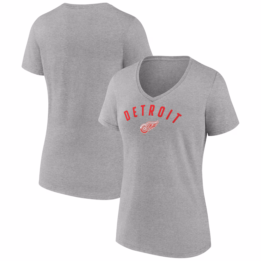 Women's Detroit Red Wings Fanatics Gray V-Neck T-Shirt - Jersey