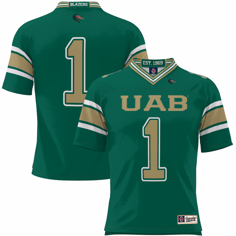 #1 UAB Blazers GameDay Greats Endzone Football Jersey - Green - Jersey