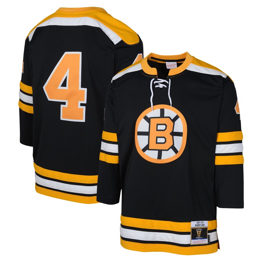 Youth Boston Bruins Bobby Orr Mitchell & Ness Black 1971 Blue Line Player Jersey - Jersey