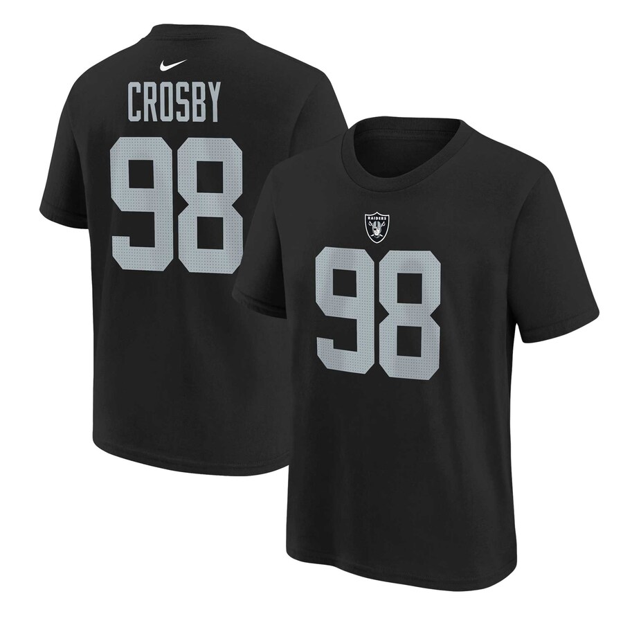 Youth Las Vegas Raiders Maxx Crosby Nike Black Player Name & Number T-Shirt - Jersey