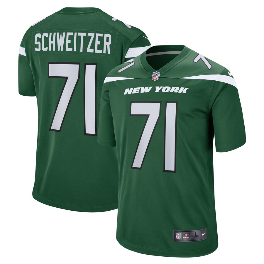Men's New York Jets Wes Schweitzer Nike Green Game Jersey - Jersey