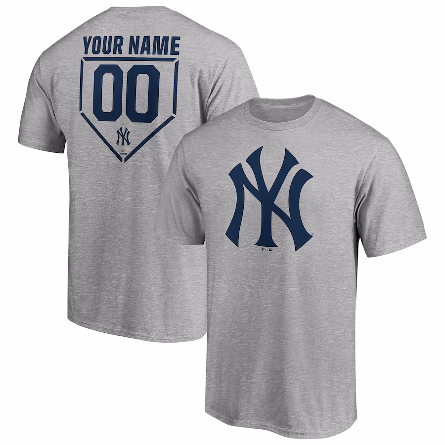 Men's New York Yankees Heathered Gray Personalized RBI Logo T-Shirt - Jersey