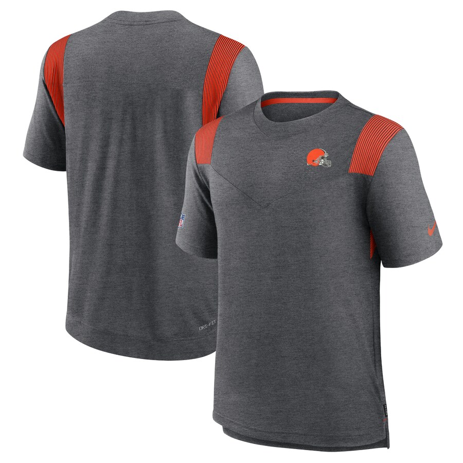 Men's Cleveland Browns Nike Heather Charcoal Sideline Tonal Logo Performance Player T-Shirt - Jersey