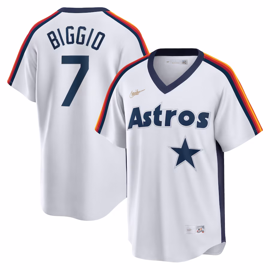 Men's Houston Astros Craig Biggio Nike White Home Cooperstown Collection Logo Player Jersey - Jersey