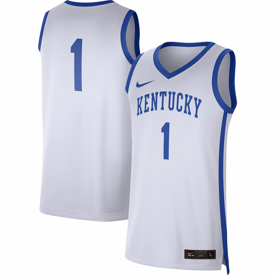 #1 Kentucky Wildcats Nike Replica Jersey - White/Royal - Jersey