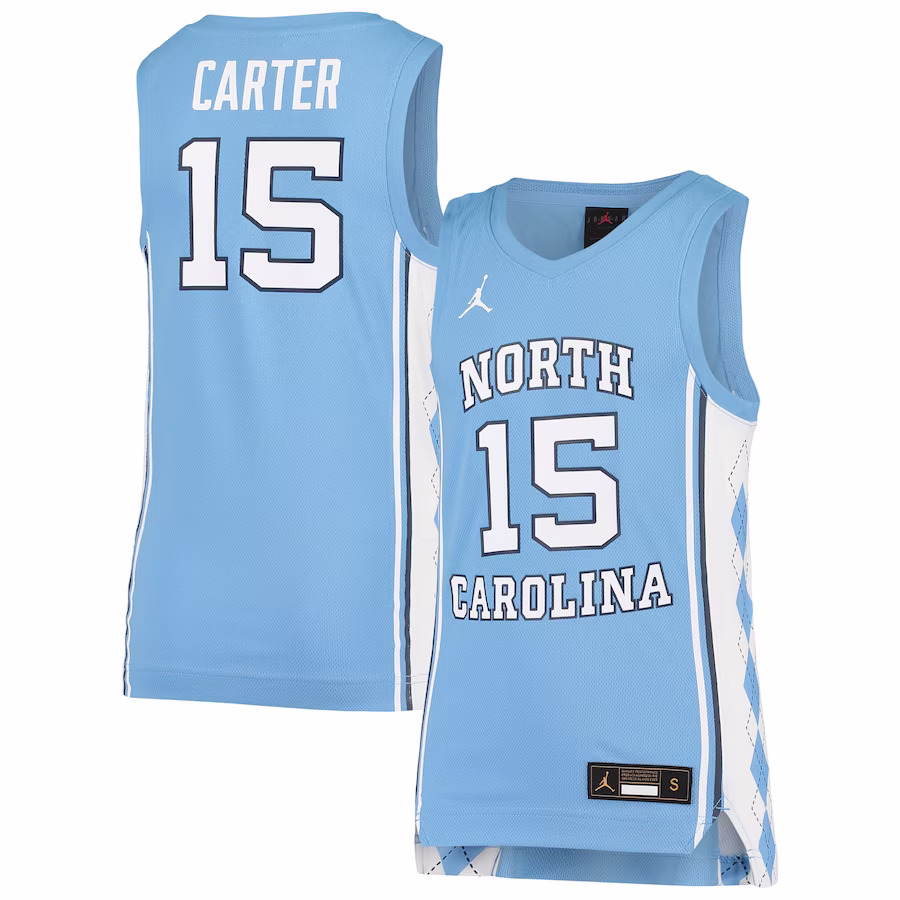 Vince Carter North Carolina Tar Heels Jordan Brand Youth Team Replica Basketball Jersey - Carolina Blue - Jersey