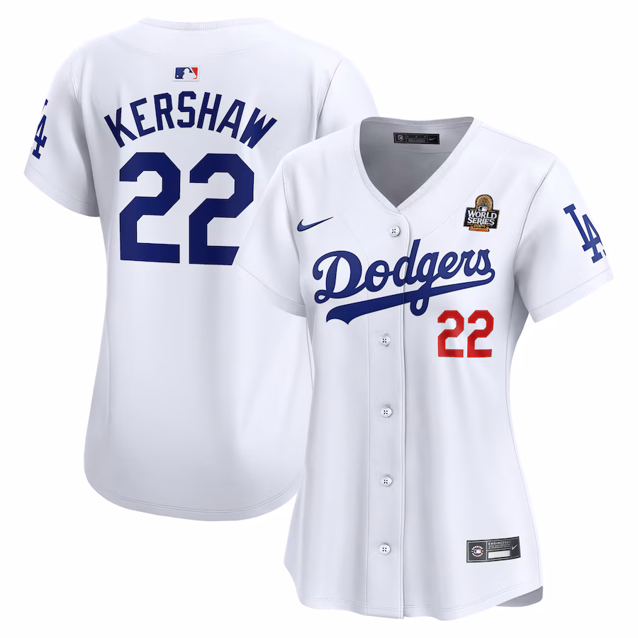 Women's Los Angeles Dodgers Clayton Kershaw Nike White 2024 World Series Limited Player Jersey - Jersey