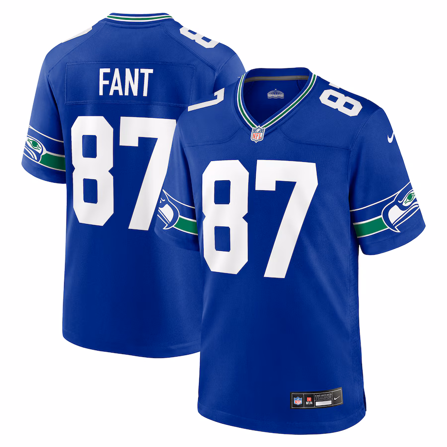 Men's Seattle Seahawks Noah Fant Nike Royal Throwback Player Game Jersey - Jersey