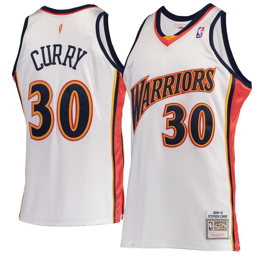 Men's Golden State Warriors Stephen Curry Mitchell & Ness White Hardwood Classics 2009-10 Home Authentic Jersey - Jersey