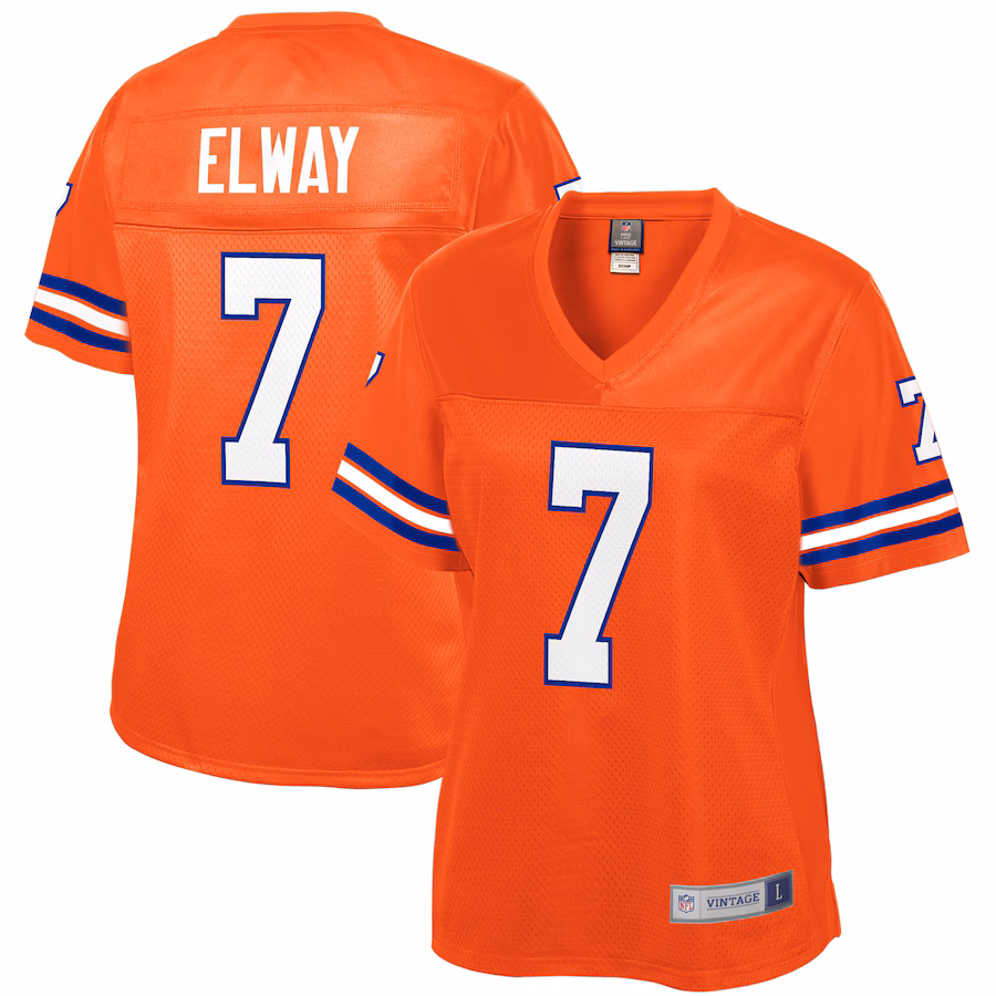 Women's Denver Broncos John Elway NFL Pro Line Orange Retired Player Replica Jersey - Jersey