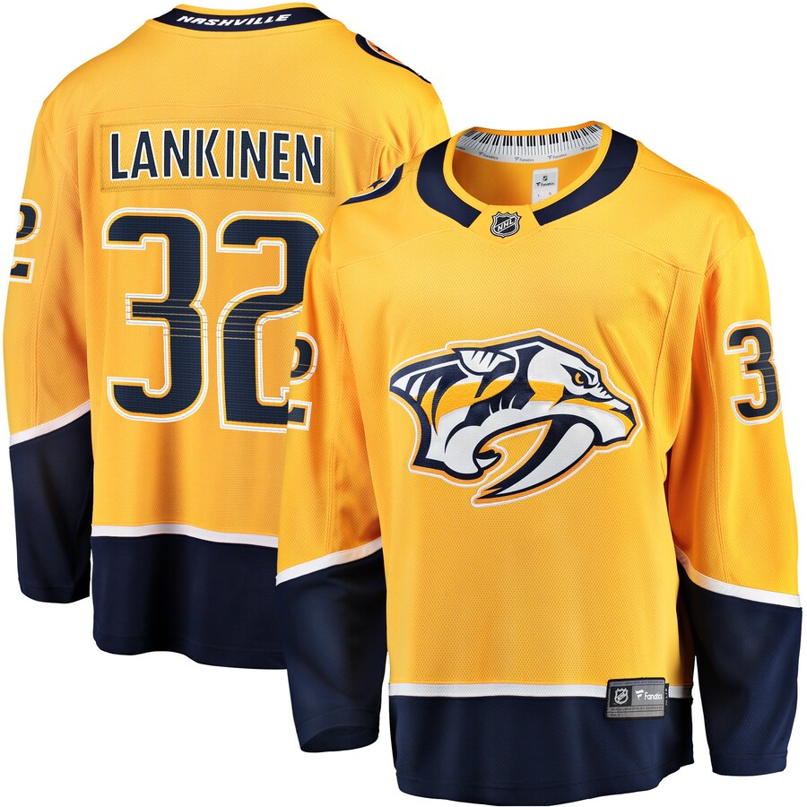 Men's Nashville Predators Kevin Lankinen Fanatics Branded Gold Home Breakaway Player Jersey - Jersey