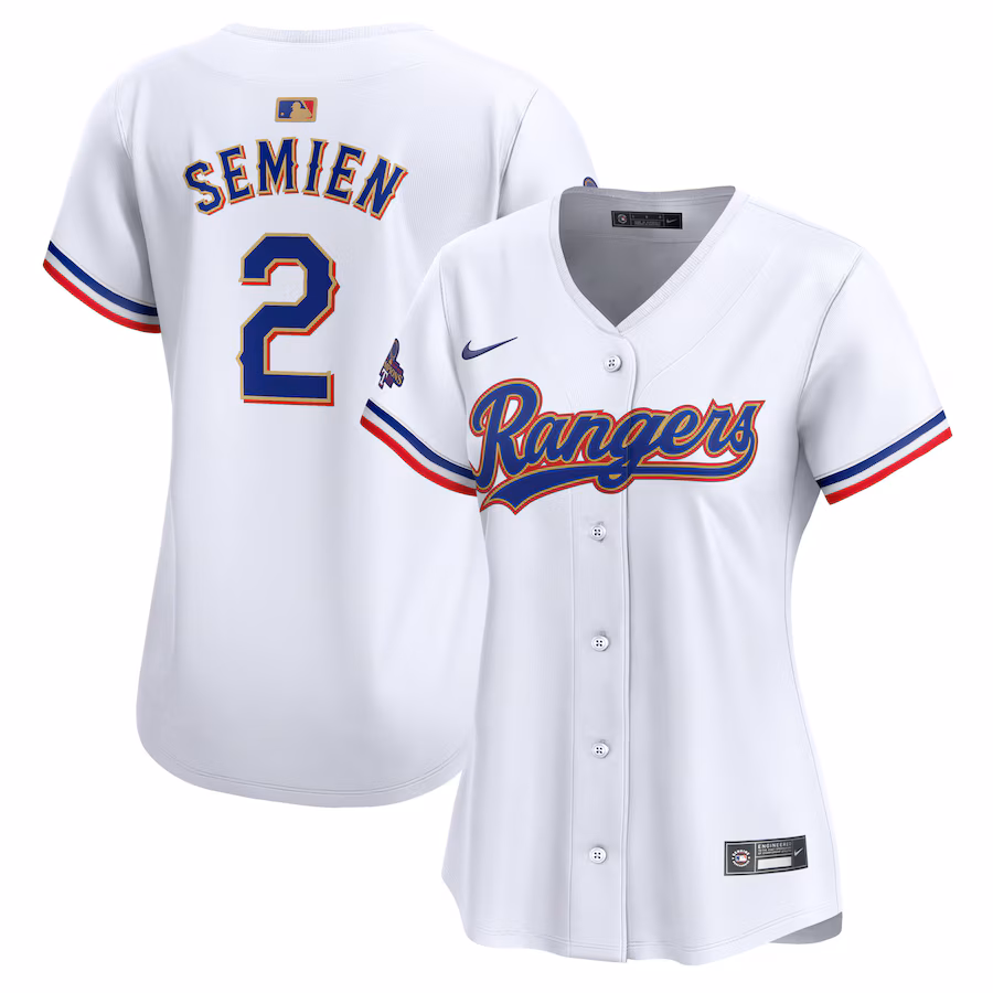 Women's Texas Rangers Marcus Semien Nike White 2024 Gold Collection Limited Player Jersey - Jersey