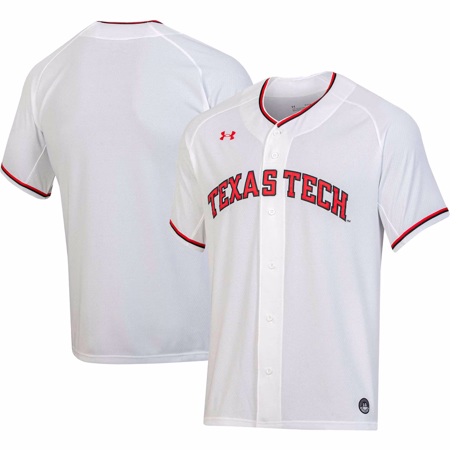 Texas Tech Red Raiders Under Armour Replica Baseball Jersey - White - Jersey