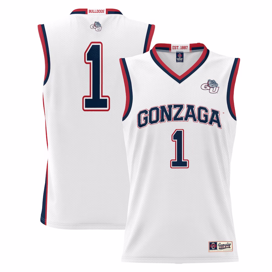 #1  Gonzaga Bulldogs GameDay Greats  Lightweight Basketball Jersey - White - Jersey