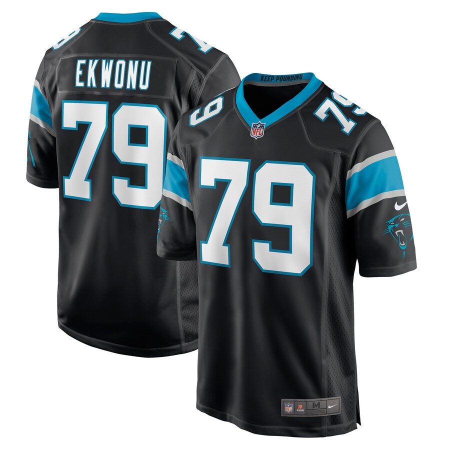 Men's Carolina Panthers Ikem Ekwonu Nike Black Player Game Jersey - Jersey