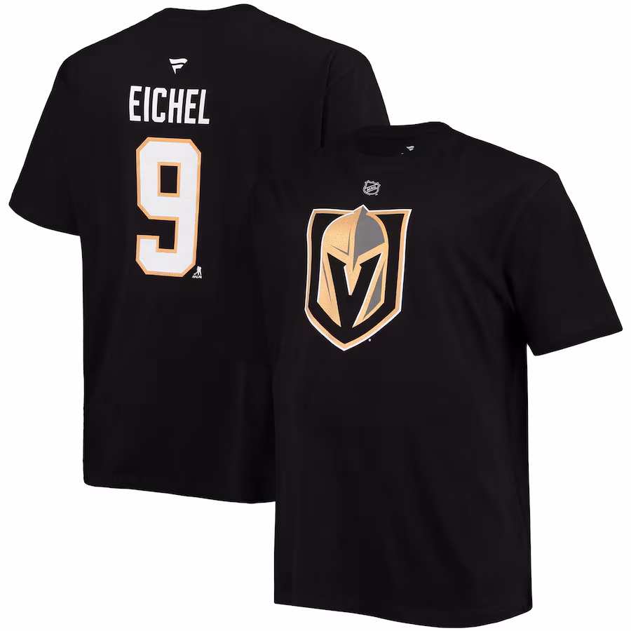 Men's Vegas Golden Knights Jack Eichel Fanatics Black Big & Tall Name & Number T-Shirt - Jersey