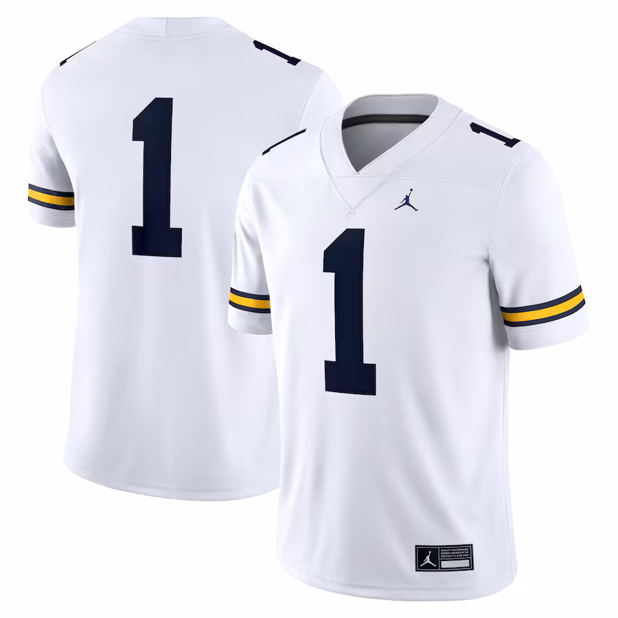 Men's Jordan Brand #1 White Michigan Wolverines Game Jersey - Jersey