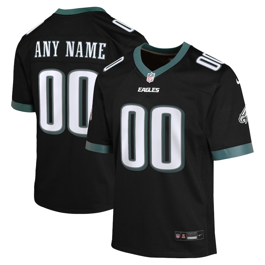Youth Philadelphia Eagles Nike Black Alternate Custom Game Jersey - Jersey