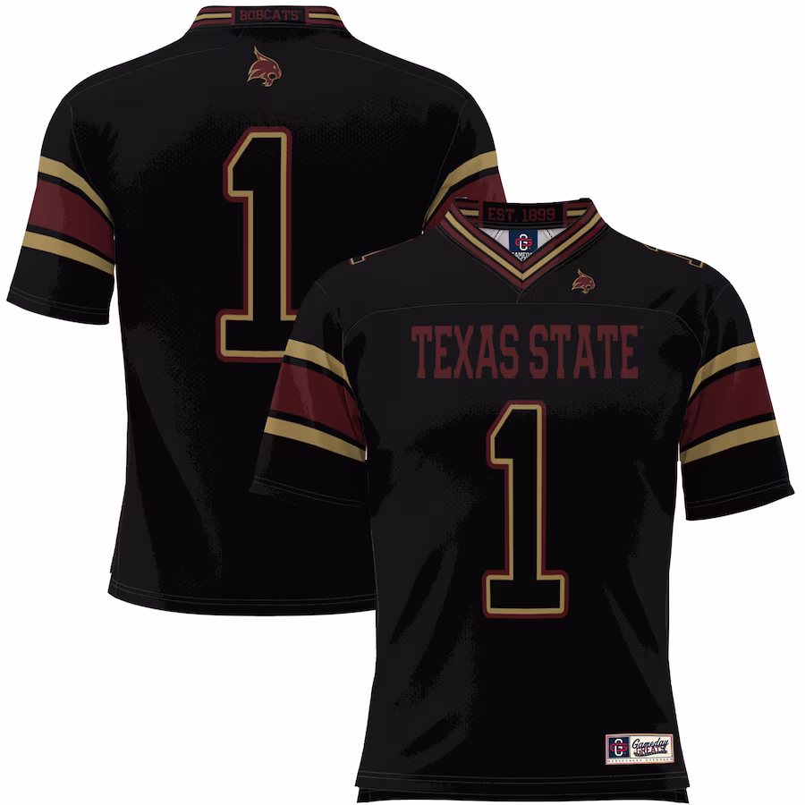 #1 Texas State Bobcats GameDay Greats Youth Endzone Football Jersey - Black - Jersey