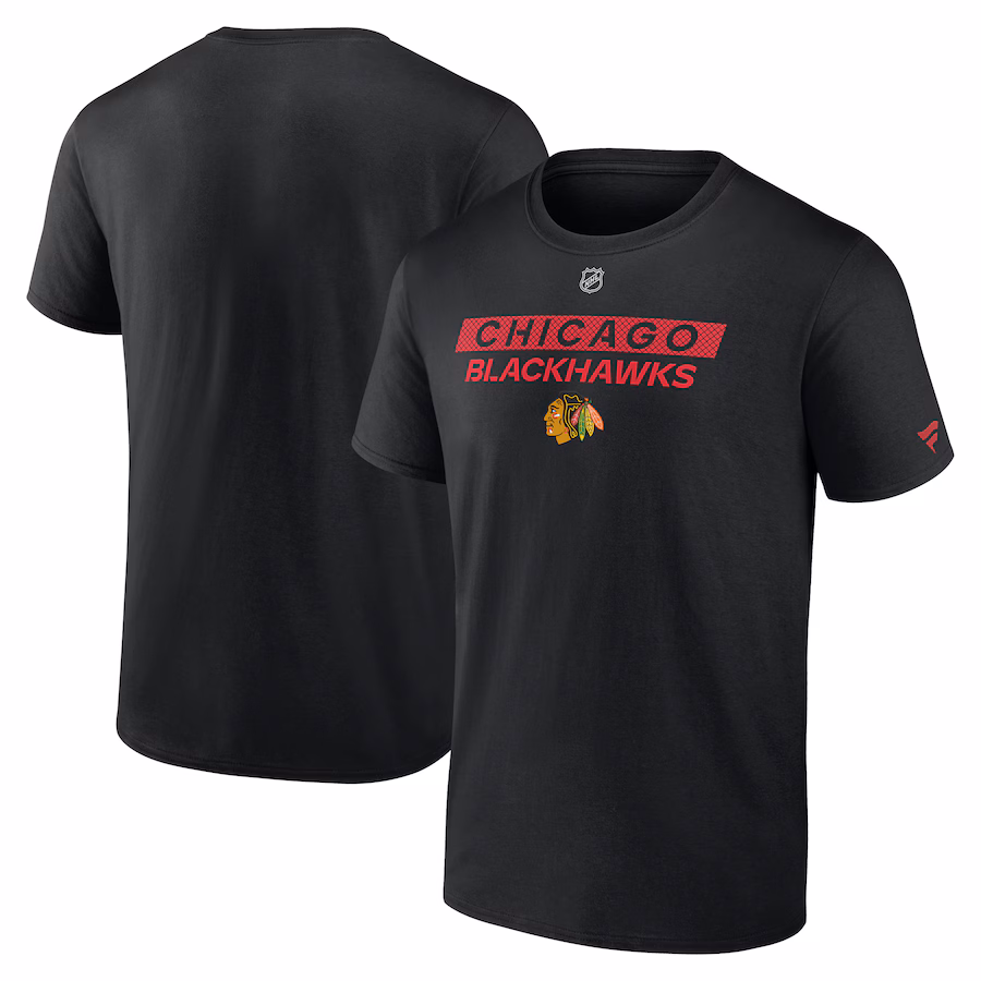 Men's Chicago Blackhawks Fanatics Black Authentic Pro Core Primary T-Shirt - Jersey