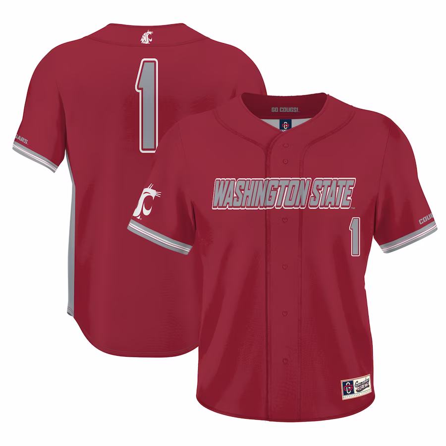 #1 Washington State Cougars GameDay Greats Youth Lightweight Baseball Jersey - Crimson - Jersey