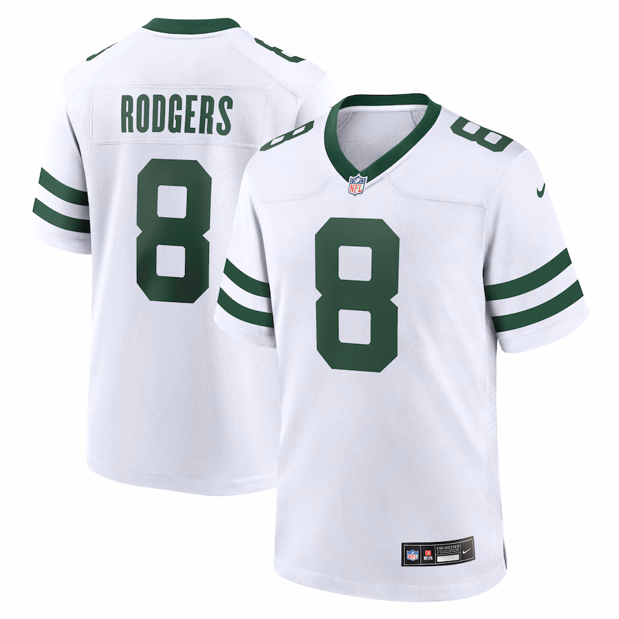 Youth New York Jets Aaron Rodgers Nike Legacy White Game Jersey - Jersey