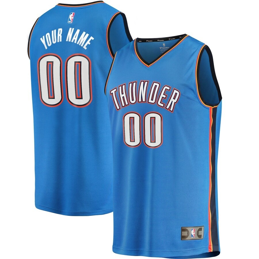 Men's Oklahoma City Thunder Fanatics Blue Fast Break Custom Replica Jersey - Icon Edition - Jersey