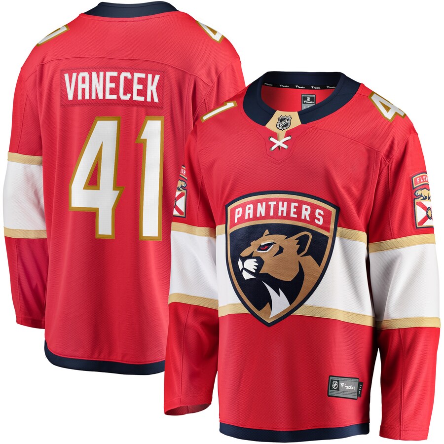Men's Florida Panthers Vitek Vanecek Fanatics Red Home Breakaway Jersey - Jersey