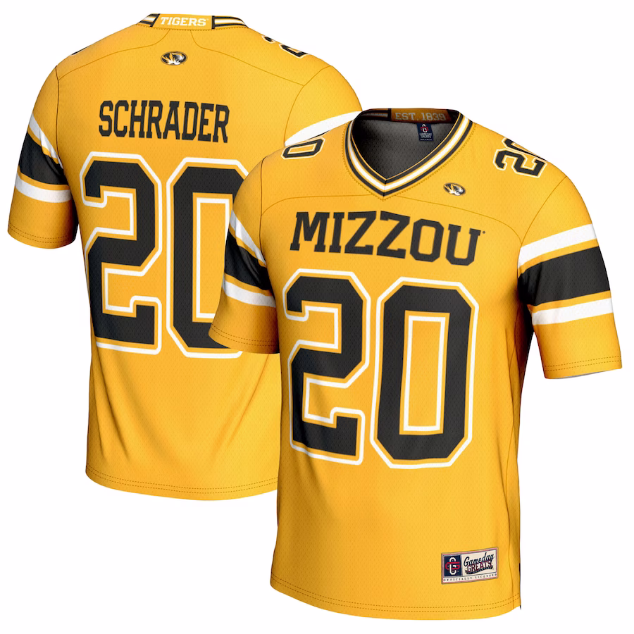 Cody Schrader Missouri Tigers GameDay Greats NIL Player Football Jersey - Gold - Jersey