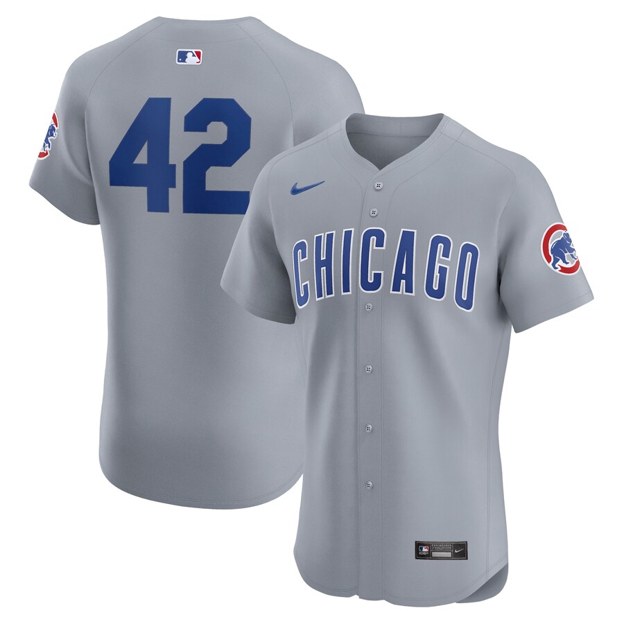 Men's Chicago Cubs Nike Gray Road 2024 Jackie Robinson Day Elite Jersey - Jersey