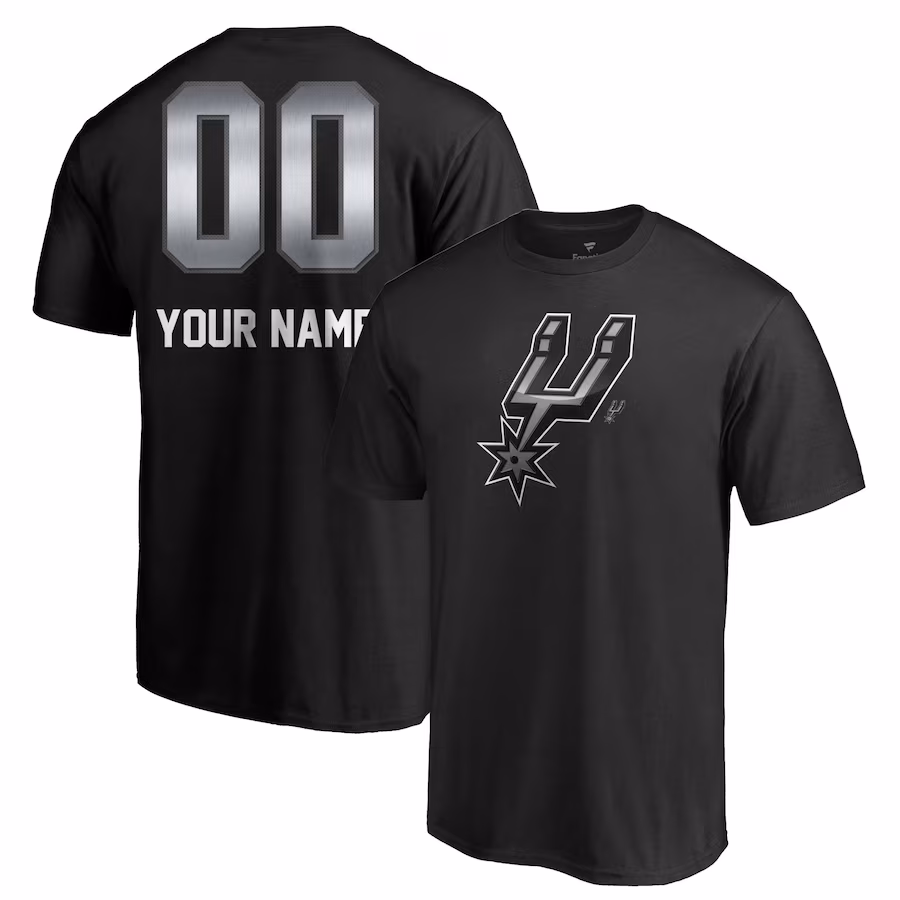 Men's San Antonio Spurs Black Midnight Mascot Personalized Name & Number T-Shirt - Jersey