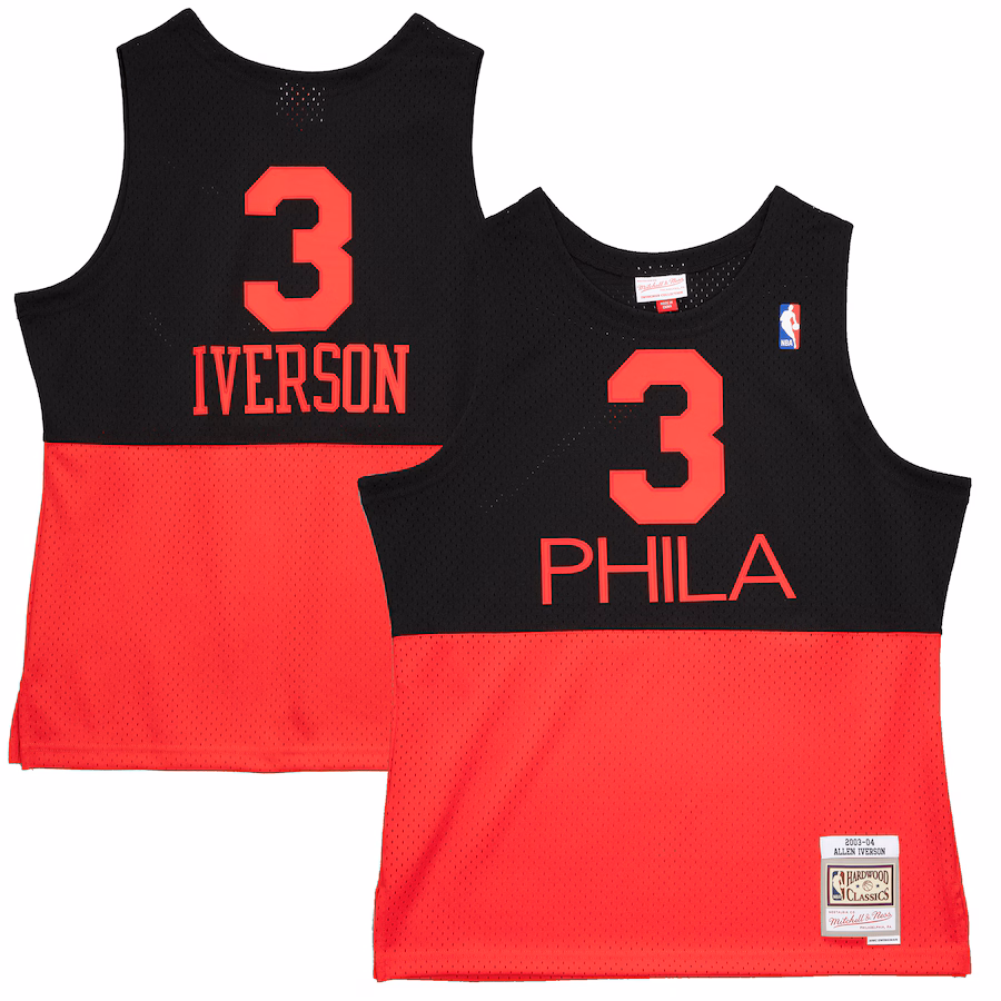 Men's Philadelphia 76ers Allen Iverson Mitchell & Ness Black 2003/04 Hardwood Classics Reload 2.0 Swingman Jersey - Jersey