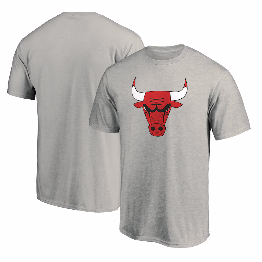 Men's Chicago Bulls Heathered Gray Primary Mascot Logo T-Shirt - Jersey